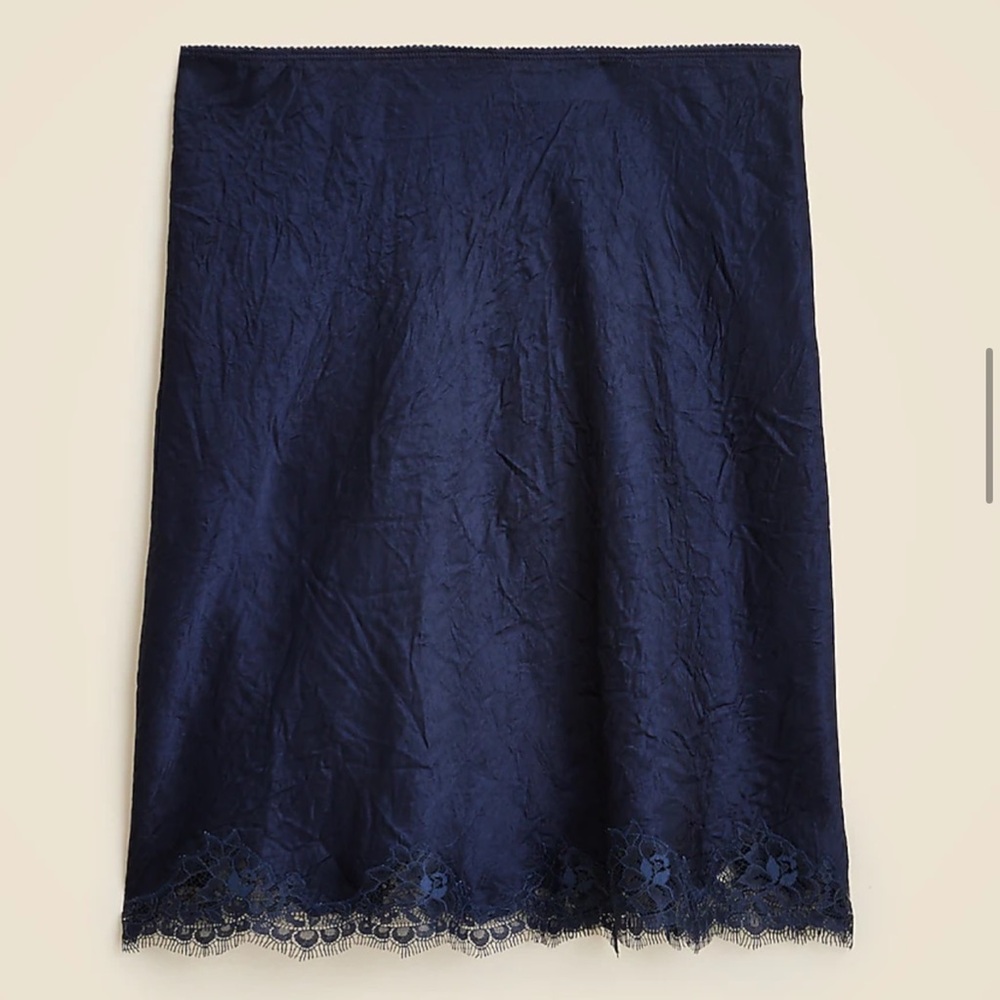 Jcrew gwen lace slip skirt navy blue